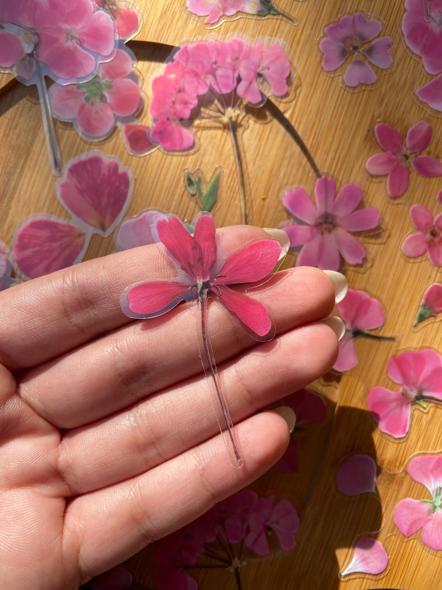 Transparent Flower Stickers (pink)