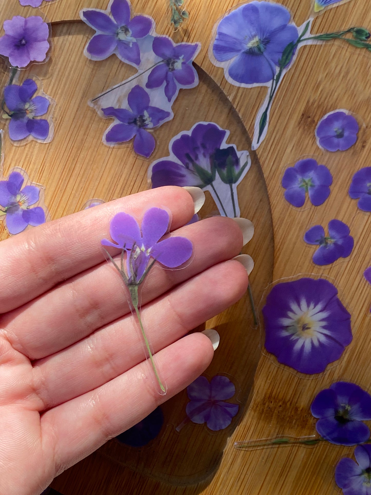 Transparent Flower Stickers (purple)