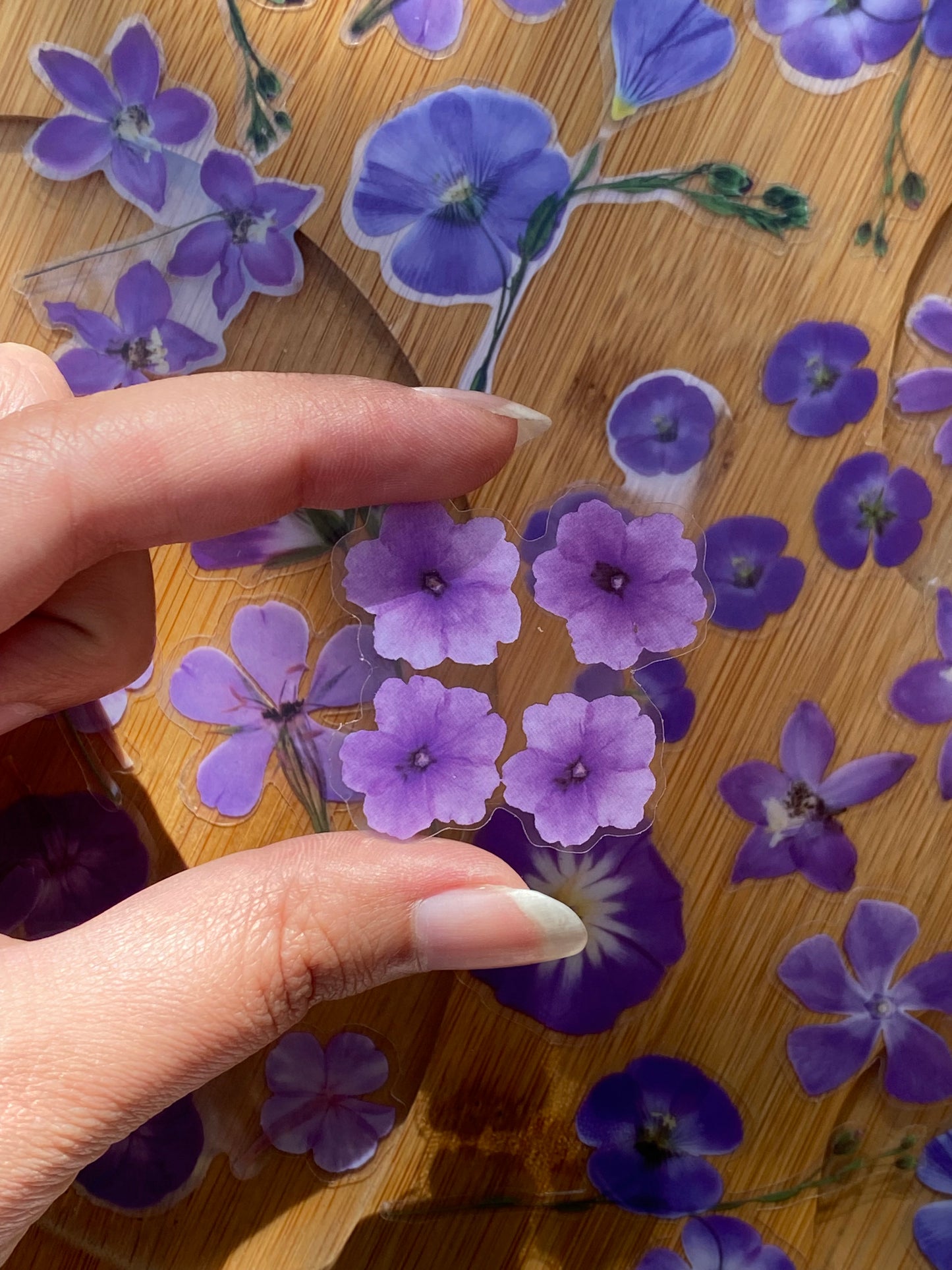 Transparent Flower Stickers (purple)