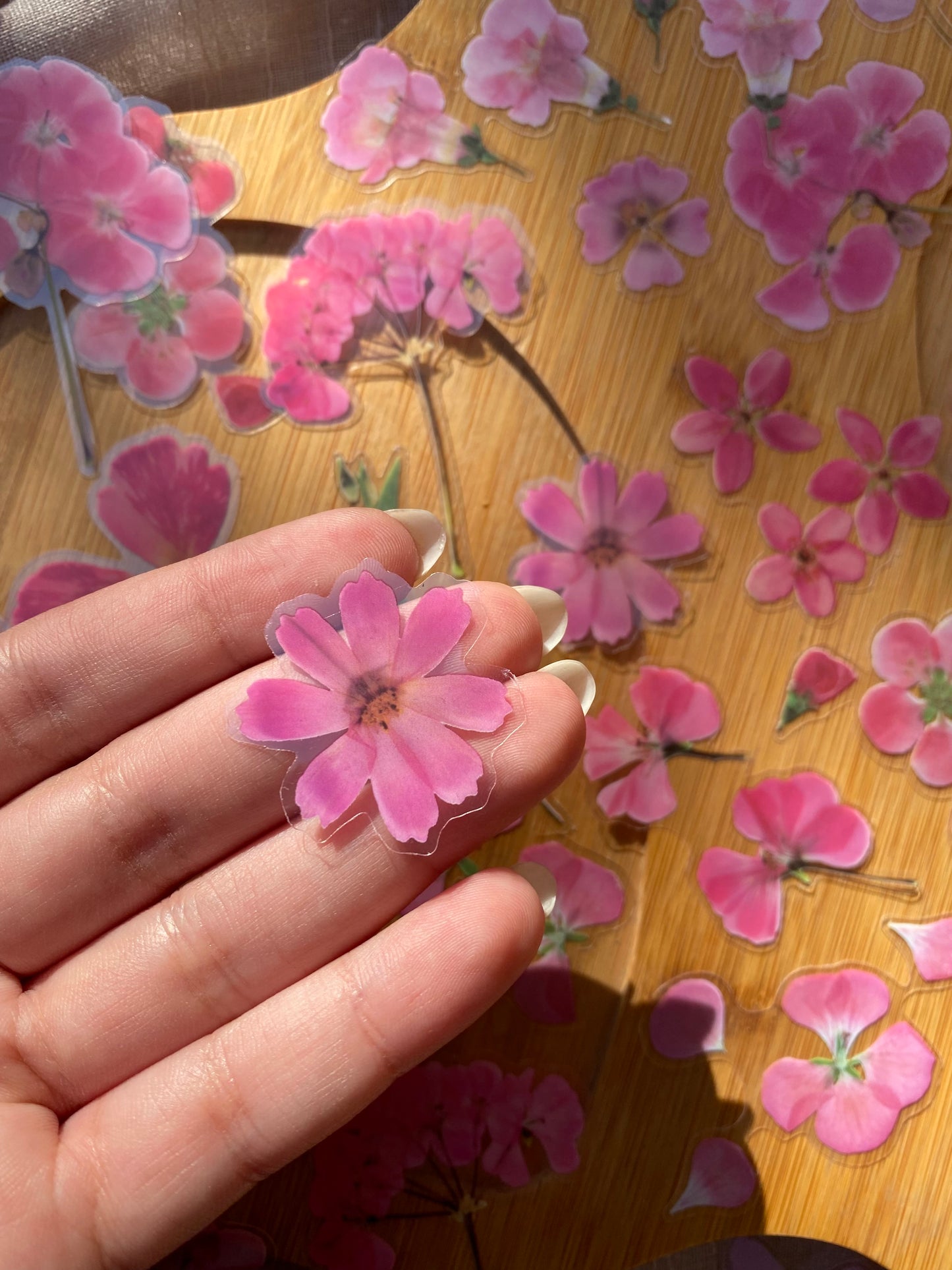 Transparent Flower Stickers (pink)