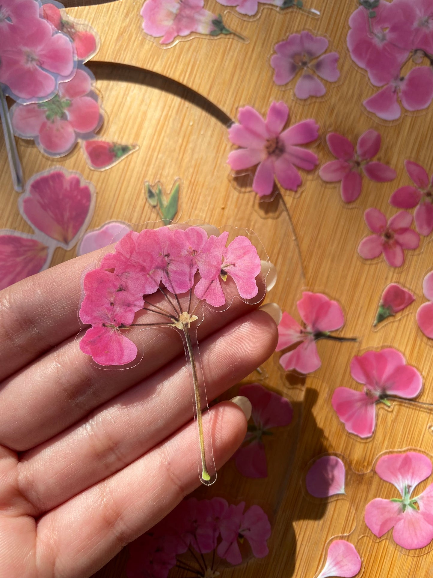 Transparent Flower Stickers (pink)