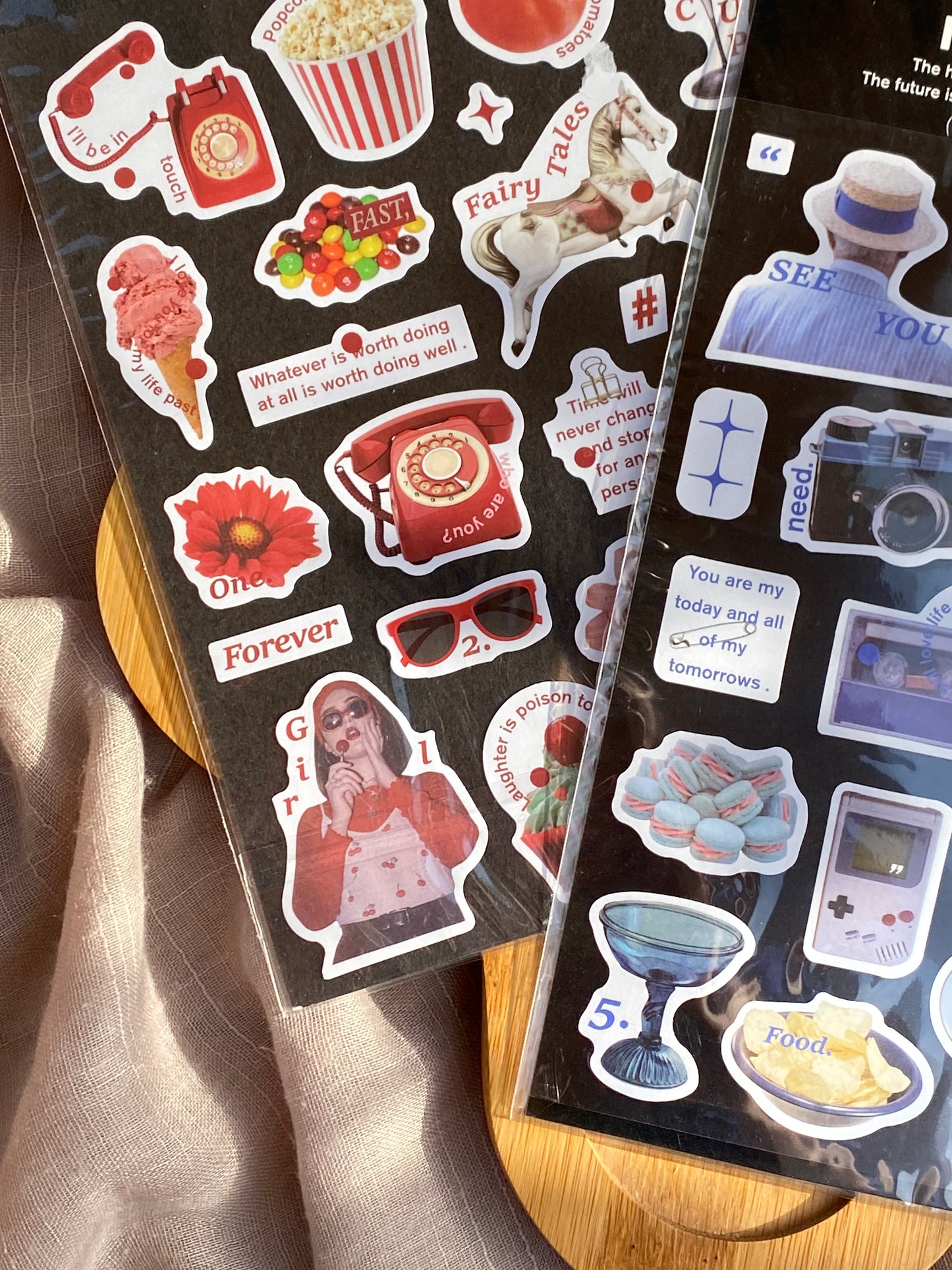 Scrapbook stickers (blue and red)