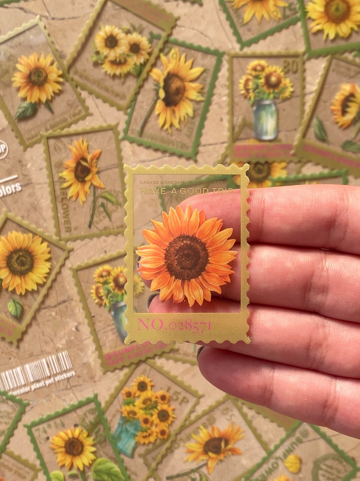 Transparent Sunflower Stamp Stickers