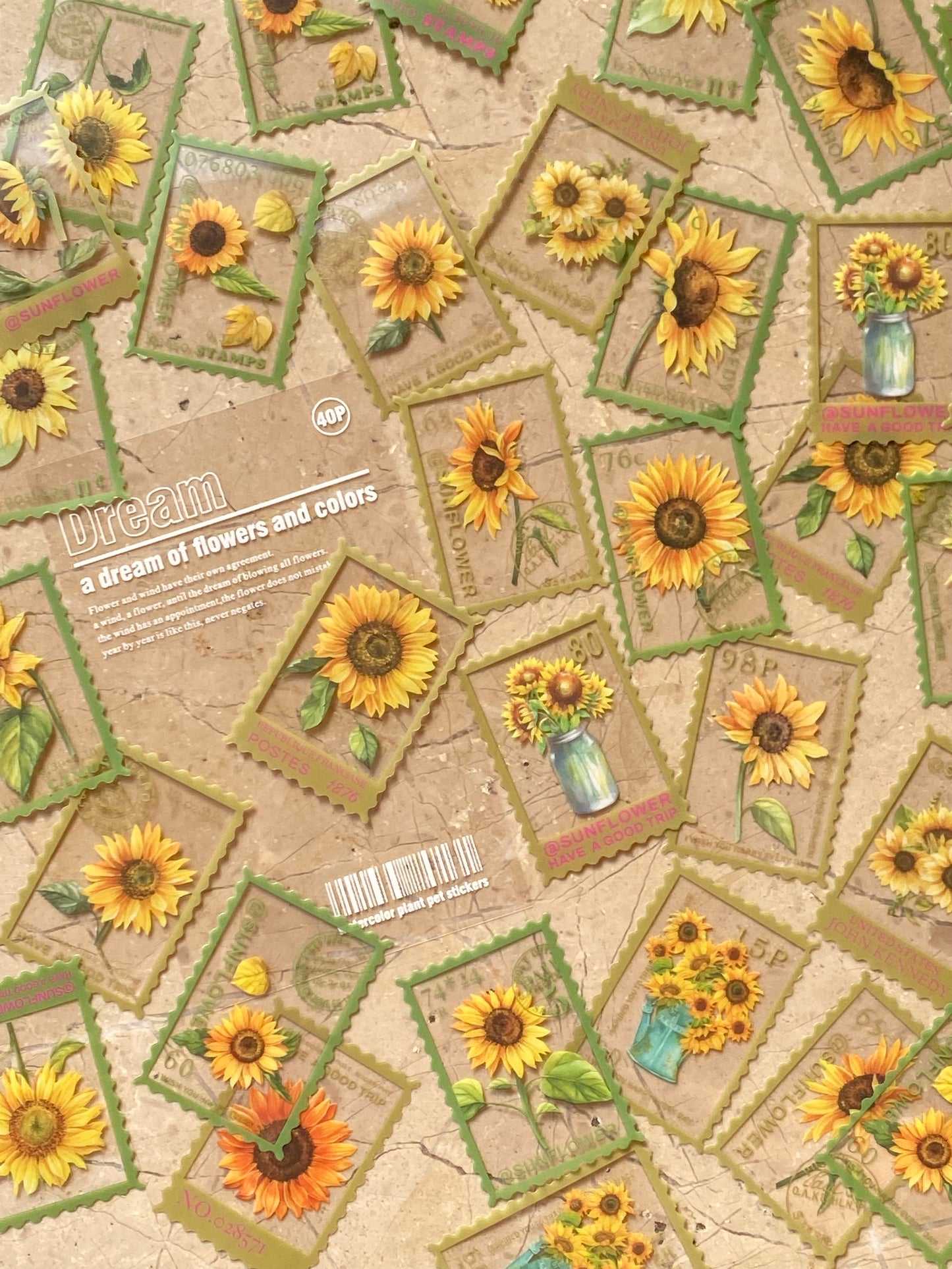 Transparent Sunflower Stamp Stickers