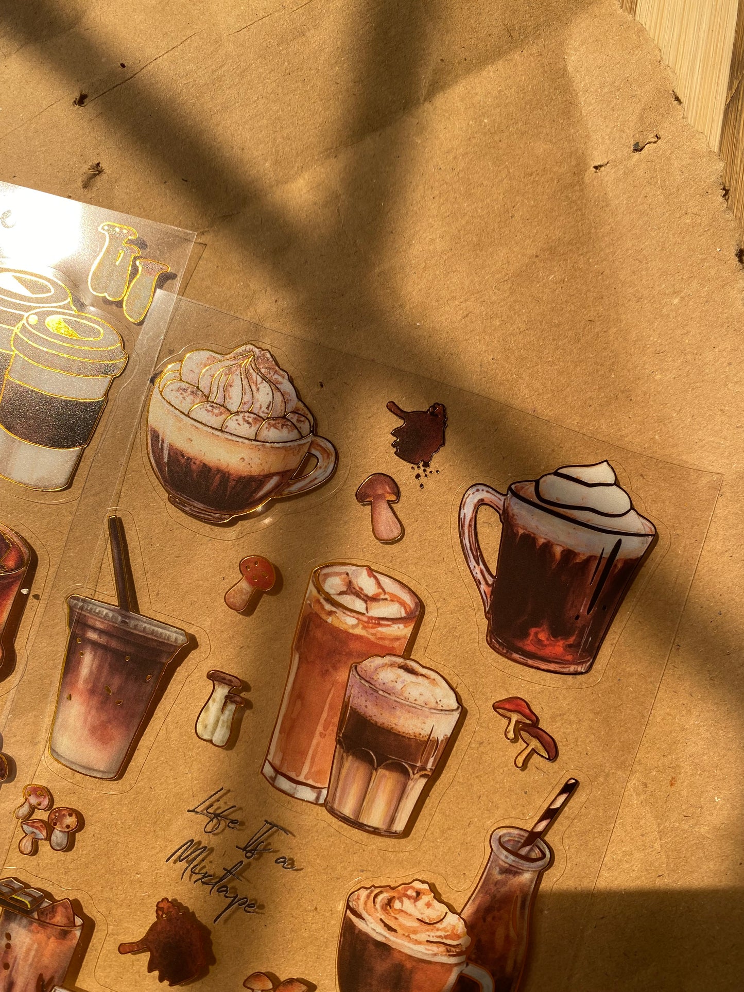 Gold Lined Coffee Sticker Sheets