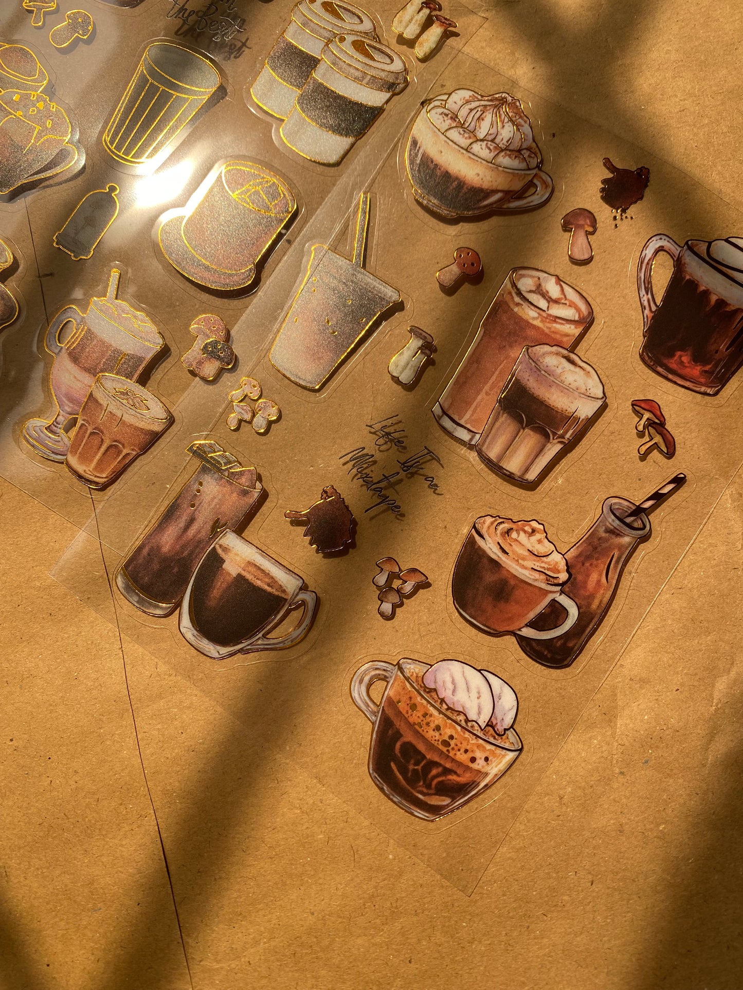 Gold Lined Coffee Sticker Sheets