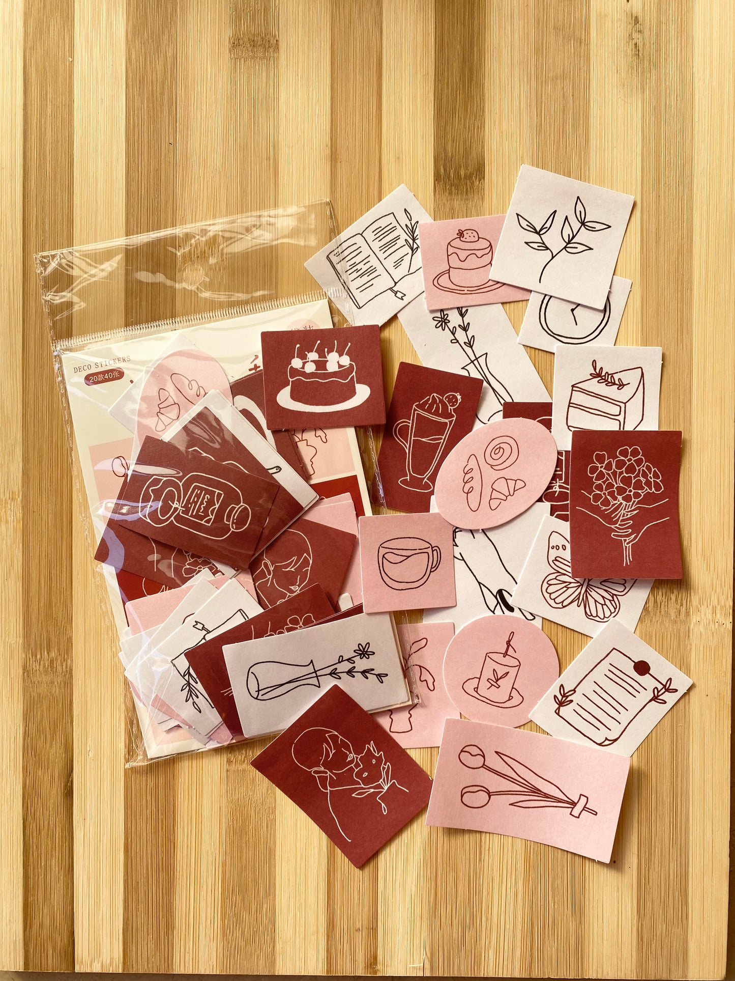 Handrawn Illustrations Sticker Flakes - Red