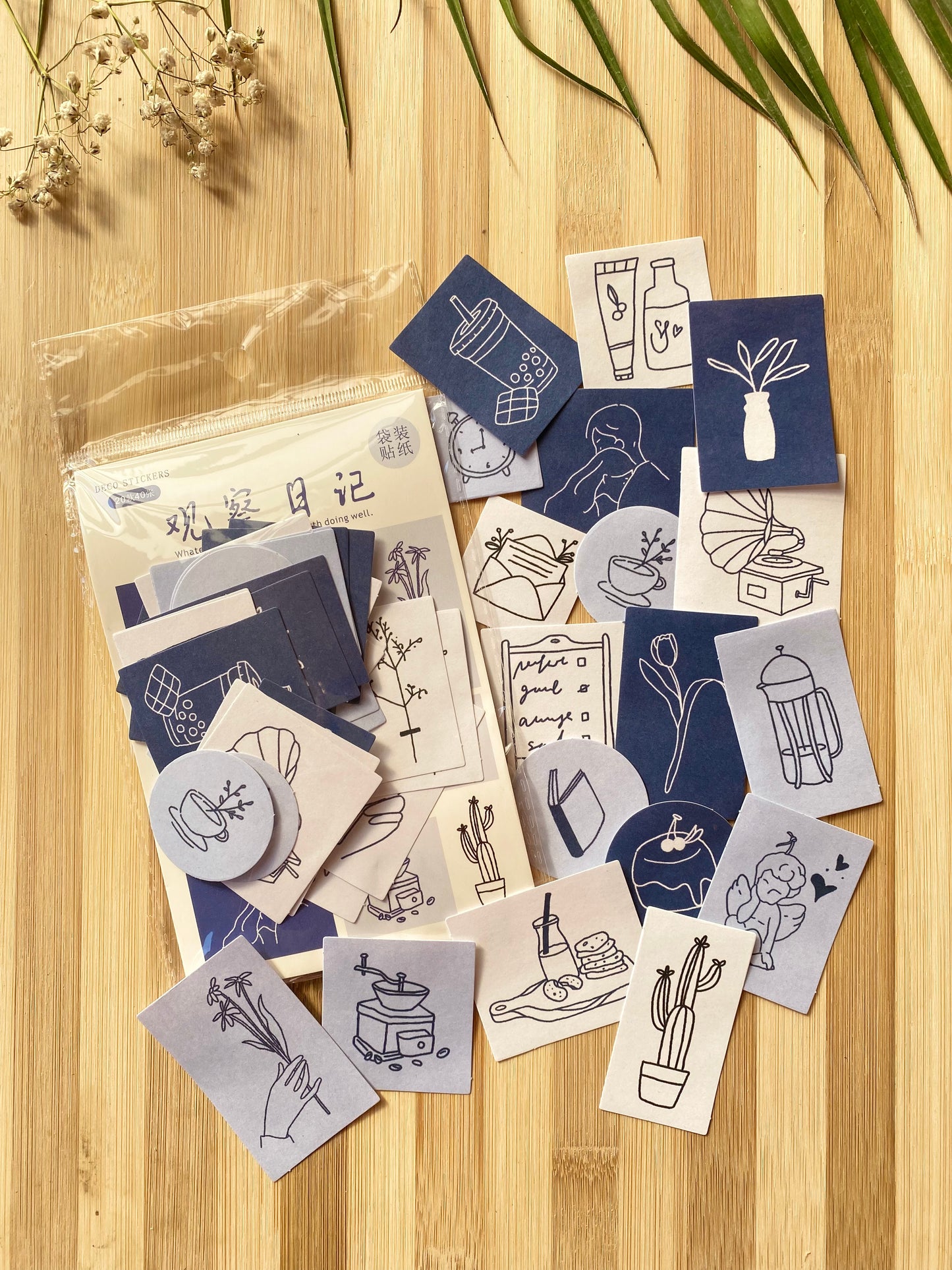 Handrawn Illustrations Sticker Flakes - Blue